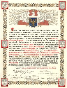 AGAD Akt pamiątkowy połączenia Górnego Śląska z Rzecząpospolitą