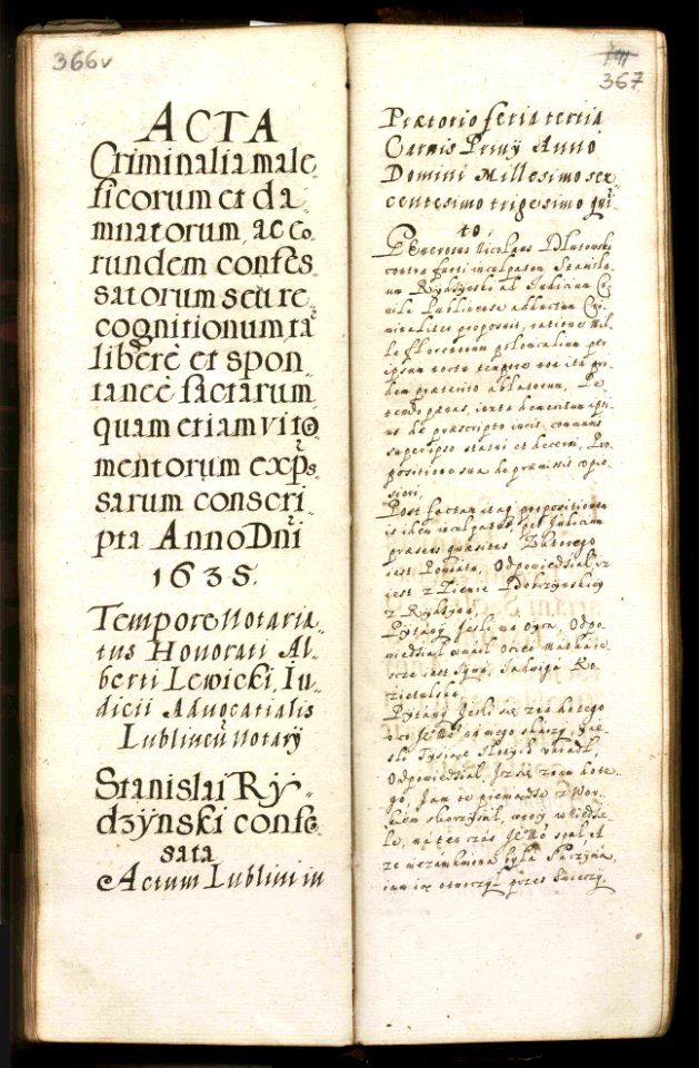 AGAD Księga złoczyńców miasta Lublina