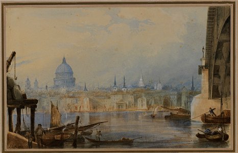 Agasse La cathédrale St. Paul à Londres, vue du pont de Southwark 1823