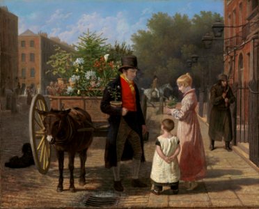 Jacques-Laurent Agasse - The Flower Seller. Free illustration for personal and commercial use.