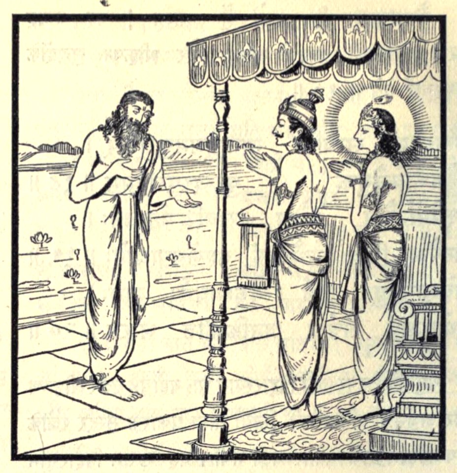 Agni meets Krishna and Arjuna inthye form of Brahmin