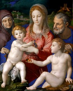 Agnolo di Cosimo, gen. Bronzino, , Kunsthistorisches Museum Wien, Gemäldegalerie - Hl. Familie mit Hl. Anna und Johannesknaben - GG 183 - Kunsthistorisches Museum. Free illustration for personal and commercial use.
