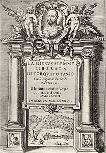 Agostino Carracci, Frontespizio della prima edizione illustrata della Gerusalemme Liberata, 1590
