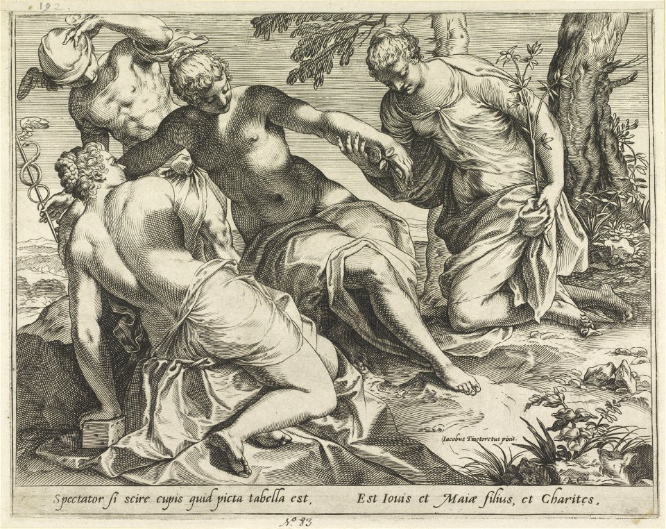 Agostino Carracci - Mercurius en de Gratiën, 1589