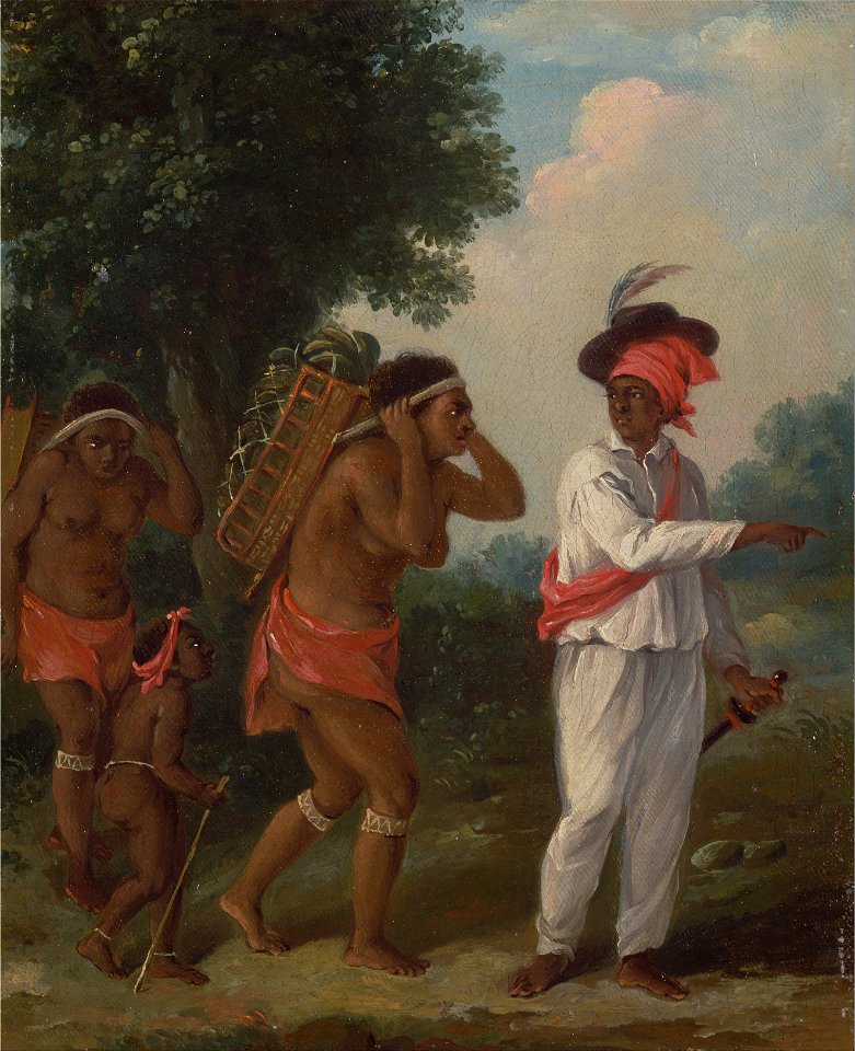 Agostino Brunias - West Indian Man of Color, Directing Two Carib Women with a Child - Google Art Project