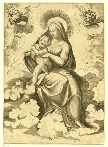 Agostino Carracci - Madonna auf Wolken, DG201736915