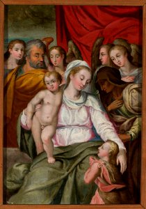 Agostino Carracci - Madonna with Child Jesus, St. John, Joseph, Anne and angels - M.Ob.1338 - National Museum in Warsaw. Free illustration for personal and commercial use.