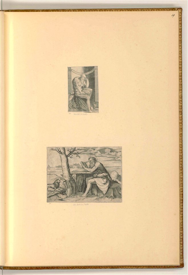 Agostino Veneziano - Hl. Hieronymus in Meditation; Hl. Hieronymus mit dem Löwen, ItI2319