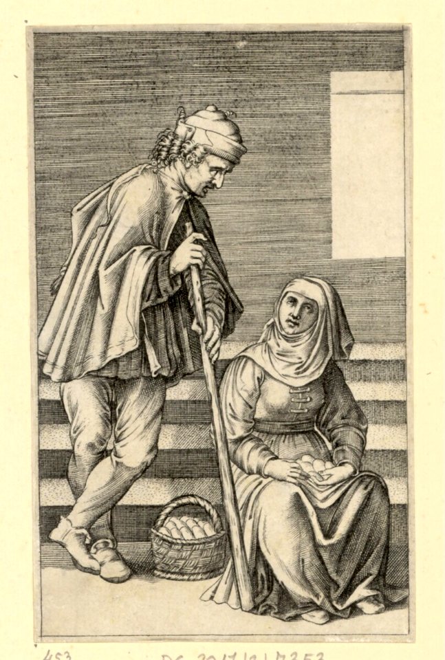 Agostino Veneziano - Bauer und eine Frau mit Eiern, DG201737353