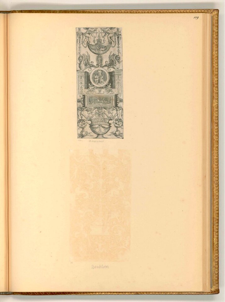 Agostino Veneziano - Ornament aus Ranken, Engel und Fabelwesen, ItI23109
