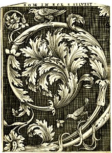 Agostino Veneziano - Acanthus scroll with a bird and fly, after an antique frieze in S.Silvestro in Rome. early 1530s, 1873,0809.755