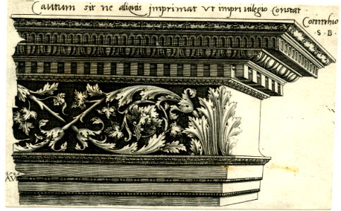 Agostino Veneziano - Capitals, bases and entablatures of the three orders of architecture, 1869,0410.213