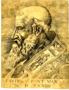 Agostino Veneziano - Portrait of Pope Paul III, half-length in profile with bare head. 1534, 1950,0520.413