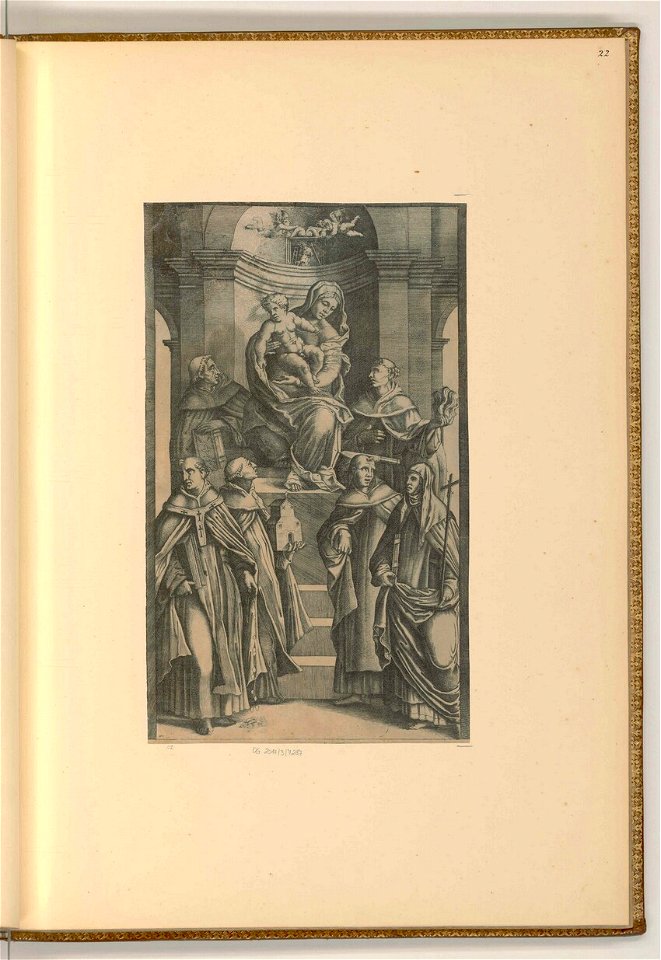 Agostino Veneziano - Hl. Dominikus und andere Heilige versammeln sich beim Thron Mariens, ItI2322