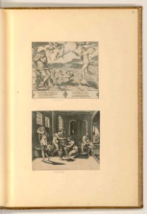 Agostino Veneziano - Meeresliebe, Venus, ein junger Mann und Amor am Wasser; Psyche wird in ihrem Bad von Nymphen bedient, ItI2334