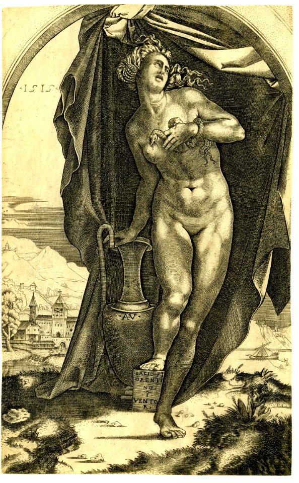 Agostino Veneziano - Cleopatra, seen through a portico, being bitten by the asp, 1863,1114.749