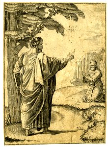 Agostino Veneziano - St Paul standing by a tree at left, 1872,0113.394