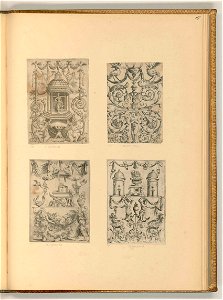 Agostino Veneziano - Ornamente mit Akanthusblättern, Fabelwesen und Architektur, ItI23117