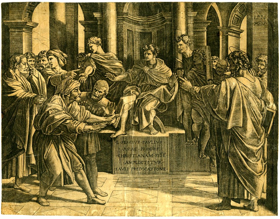 Agostino Veneziano - The Blinding of Elymas, H,7.17