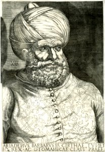 Agostino Veneziano - Portrait of Barbarossa, admiral of the Turkish fleet, half-length, 1867,1012.381