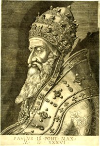 Agostino Veneziano - Portrait of Pope Paul III, half-length in profile wearing the Papal tiara. 1536, 1927,1008.396