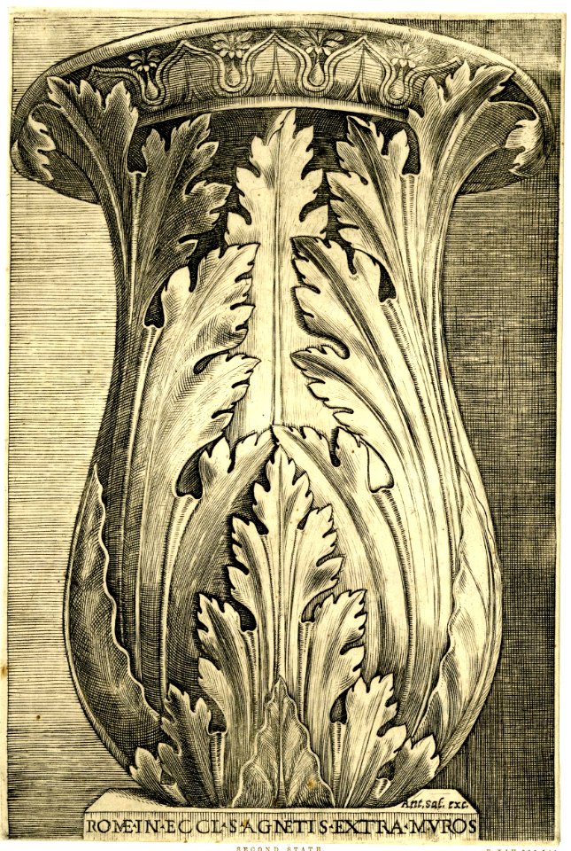 Agostino Veneziano - Part of a classical candelabrum with acanthus decoration in S.Agnese fuori le Muri, Rome, 1874,0808.2518