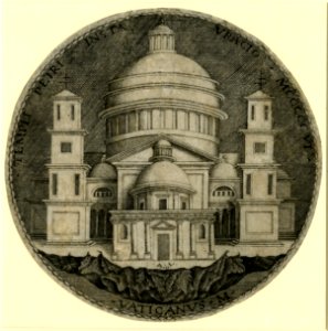 Agostino Veneziano - Medal showing old St Peter's in Rome, with Bramante's additions of 1506. 1517, 1986,U.14