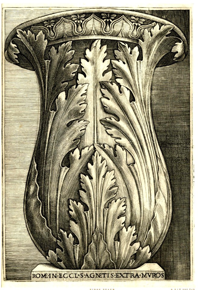 Agostino Veneziano - Part of a classical candelabrum with acanthus decoration in S.Agnese fuori le Muri, Rome. early 1530s, 1873,0809.754