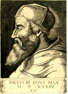 Agostino Veneziano - Portrait of Pope Paul III, half-length in profile wearing a mitre. 1534, H,7.1