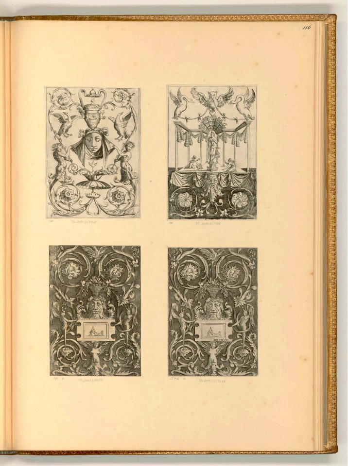 Agostino Veneziano - Ornamente mit Akanthusblättern, Fabelwesen und Architektur, ItI23116