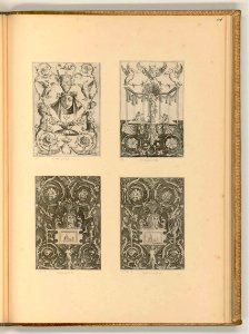 Agostino Veneziano - Ornamente mit Akanthusblättern, Fabelwesen und Architektur, ItI23116