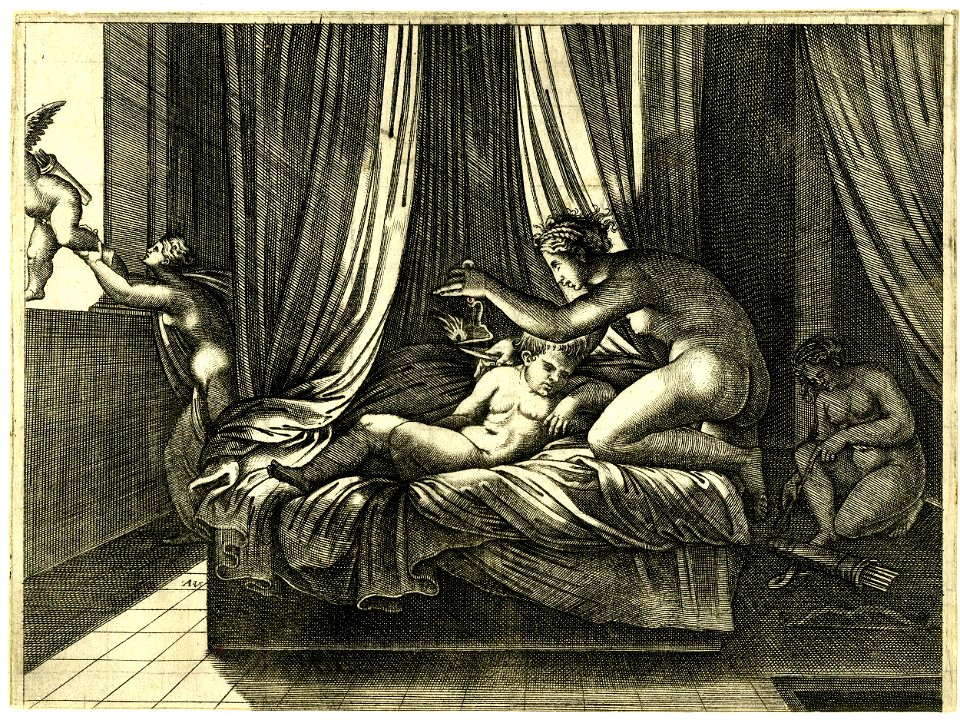 Agostino Veneziano - Story of Cupid and Psyche, M,44.26