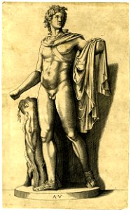 Agostino Veneziano - The Apollo Belvedere from the Vatican standing on an inscribed socle, 1840,0808.12