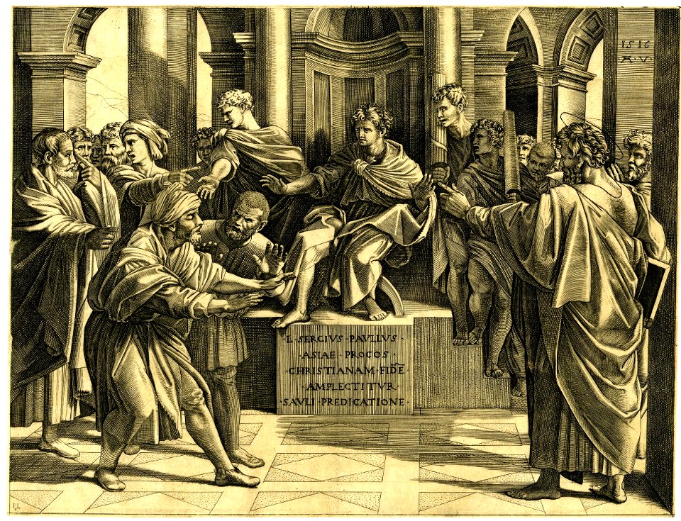 Agostino Veneziano - The Blinding of Elymas, H,7.16
