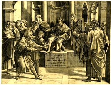 Agostino Veneziano - The Blinding of Elymas, H,7.16