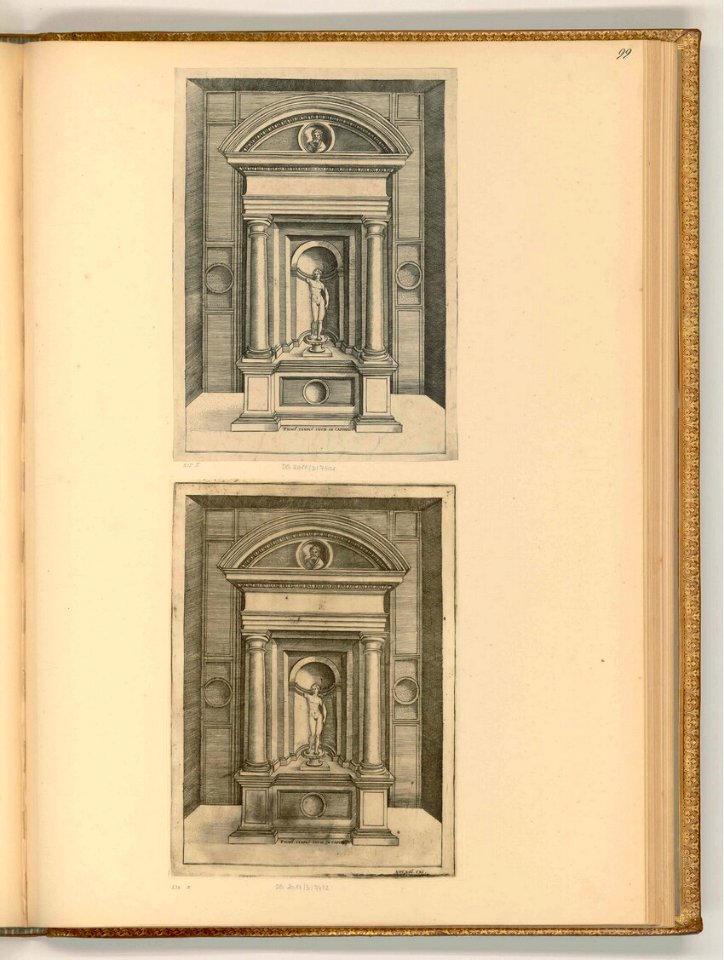 Agostino Veneziano - Statue des Jupiter in einer Nische, erster Tempel Kapitol, ItI2399