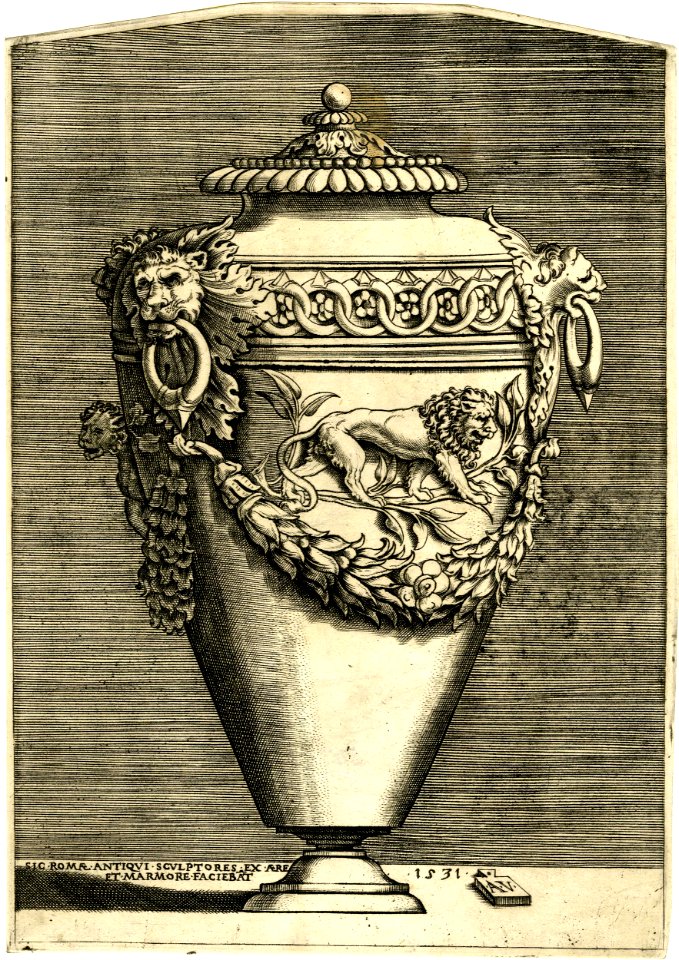 Agostino Veneziano - Twelve antique vases in bronze and marble, 1874,0808.249