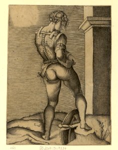 Agostino Veneziano - Soldat befestigt seine Hose, DG201737334