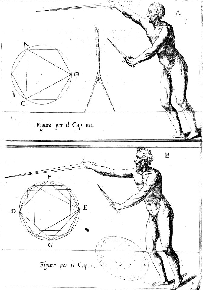 Agrippa - Di M. Camillo Agrippa Trattato di scienza d'arme, 1568 (page 24 crop)