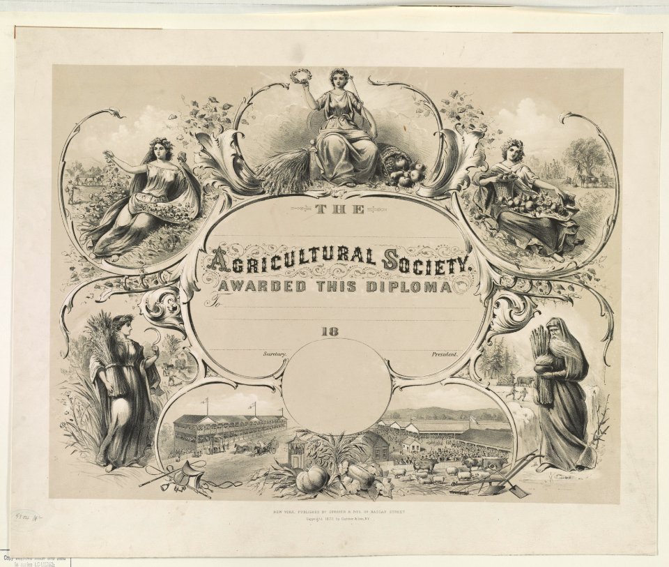 Agricultural society awarded this diploma to ... LCCN90708476