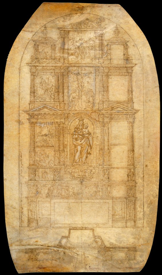 Agustí Pujol Ii - Drawing of an Altarpiece of the Virgin of the Rose - Google Art Project