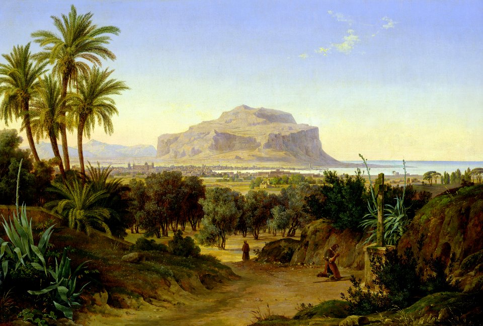 View of Palermo w Mount Pellegrino-August Ahlborn