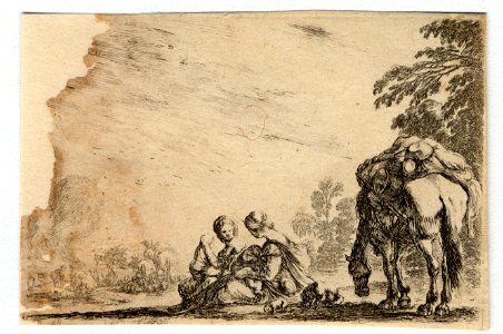 Agréable diversité de figures - Les deux nourrices assises par terre avec leurs nourrissons FIE DEL 122a