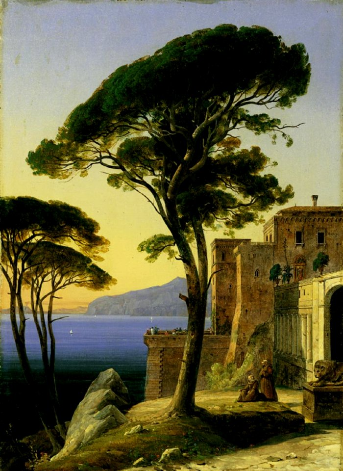 Klosteranlage am Golf von Neapel bei Sorrent by August Wilhelm Julius Ahlborn