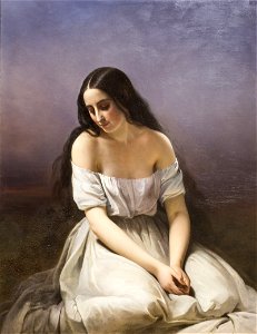 Aimée Brune-Pages - Une jeune fille a genoux