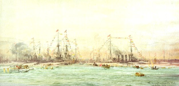 Aircraft on the Hamilton Bank, Portsmouth, for the fleet review by King George V on 18 July 1914 RMG PW0881