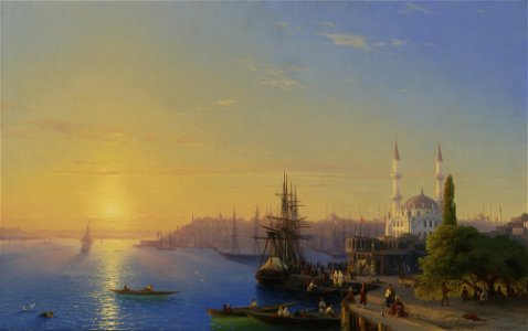 Aivazovsky - View of Constantinople and the Bosphorus. Free illustration for personal and commercial use.