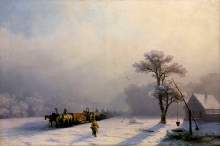 Aivazovsky Winter Caravan on Road. Free illustration for personal and commercial use.