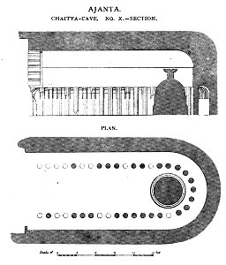 Ajanta Chaitya 10 plan. Free illustration for personal and commercial use.