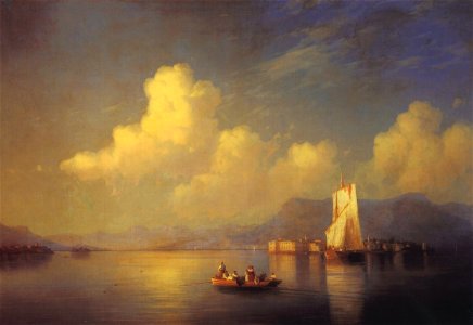 Aivazovsky,Ivan 1858 ItalianLandscape,Evening NC. Free illustration for personal and commercial use.